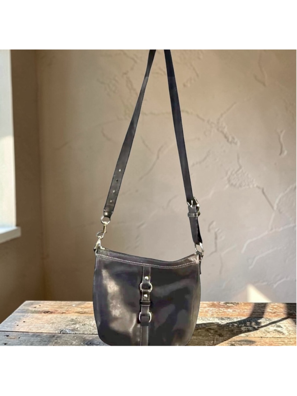 Vintage Y2K COACH CHELSEA BUCKLE BLACK LEATHER No. F0960-F14018